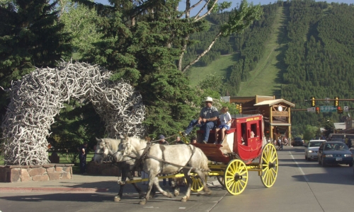 Stagecoach Ride Jackson Town Square Downtown Wyoming