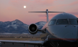 Airplane at sunset. Airplane at sunset.