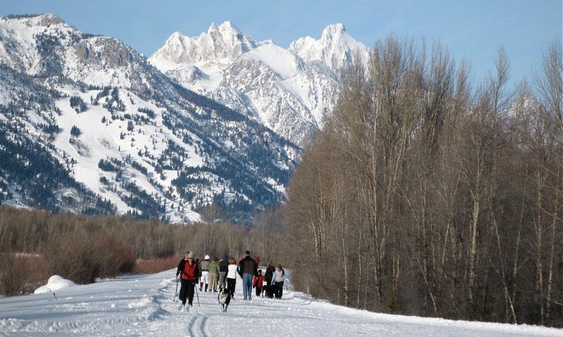 Cross Country Skiing along Pathways in Jackson Hole