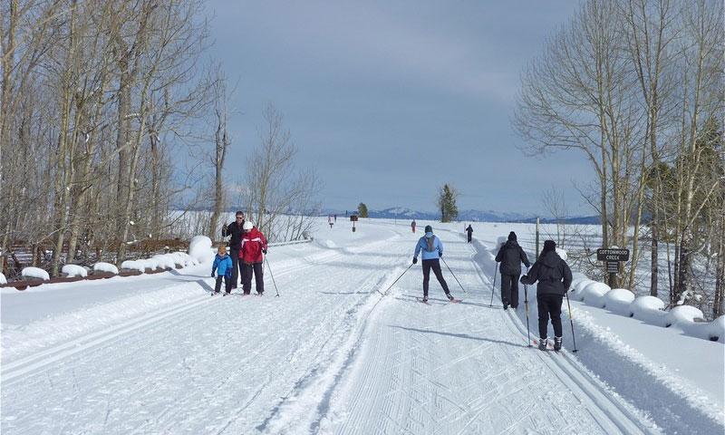 Cross Country Skiing along Pathways in Jackson Hole