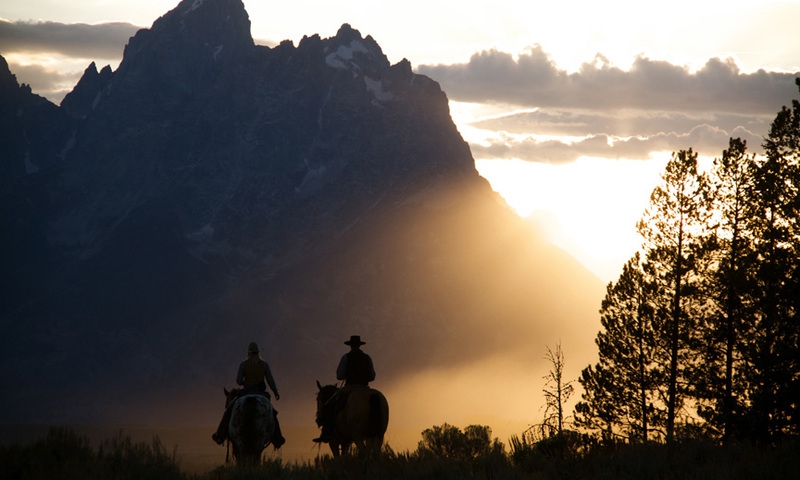 Horseback Riding Jackson Grand Teton Wyoming Sunset