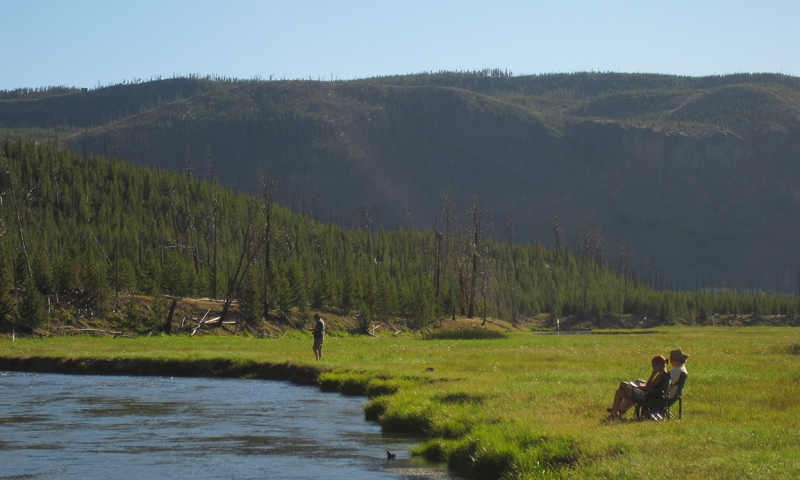 Fishing and Reading along the Madison