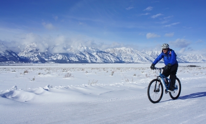 Mountain Biking Winter Jackson Hole Wyoming Snow Grand Teton National Park