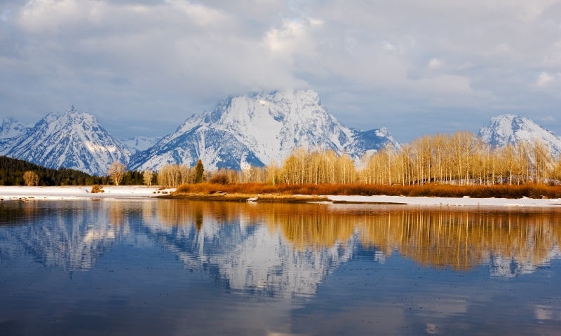 Grand Teton National Park Winter Snow Oxbow Bend Snake River Mount Moran